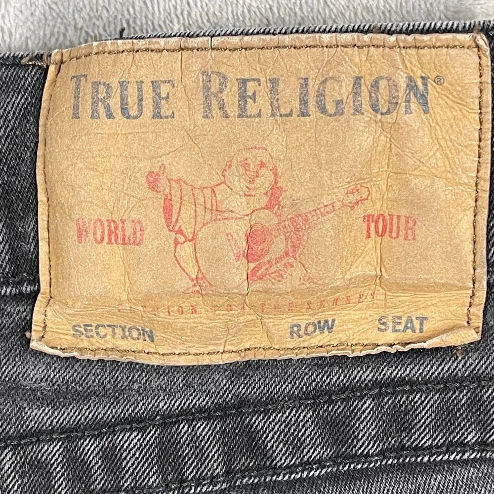True Religion Rocco Jeans Mens 36x32 Relaxed Skinny Black Dark Wash Flap Pockets